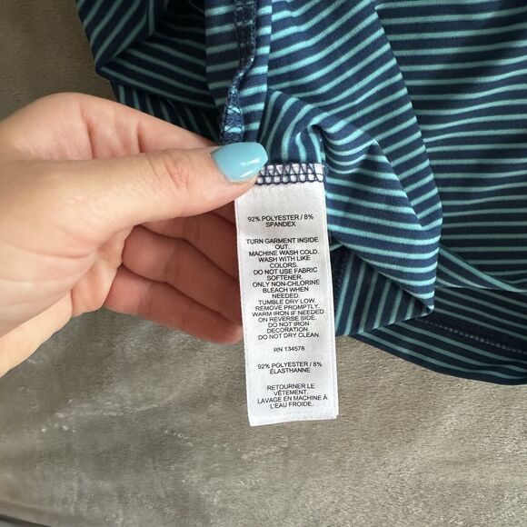 Vineyard Vines Performance Golf Polo Shirt Mens XL Blue Teal Stripe Whale - Picture 9 of 10